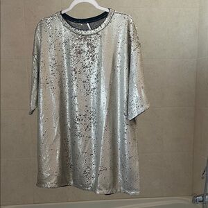 Free People Silver Sequin T-shirt or Mini Dress